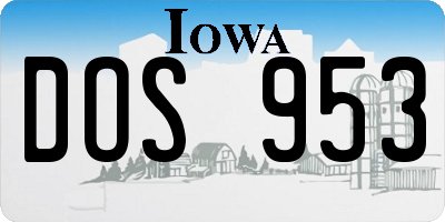 IA license plate DOS953