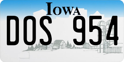 IA license plate DOS954