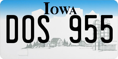 IA license plate DOS955