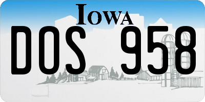 IA license plate DOS958