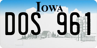 IA license plate DOS961