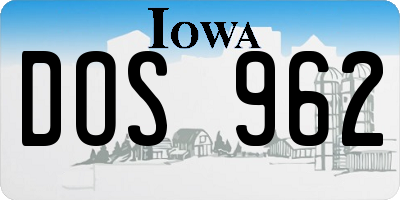 IA license plate DOS962