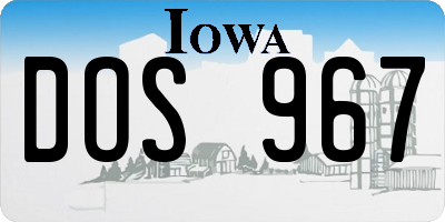 IA license plate DOS967