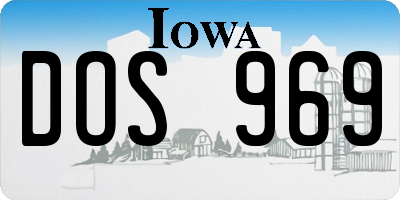 IA license plate DOS969