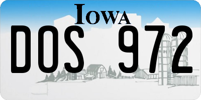 IA license plate DOS972