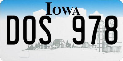 IA license plate DOS978