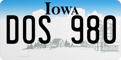 IA license plate DOS980