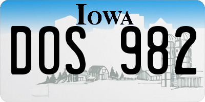 IA license plate DOS982