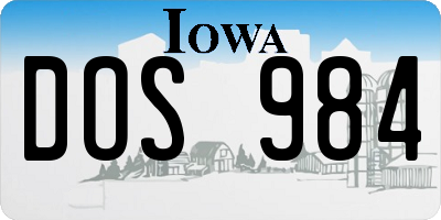 IA license plate DOS984