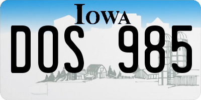 IA license plate DOS985