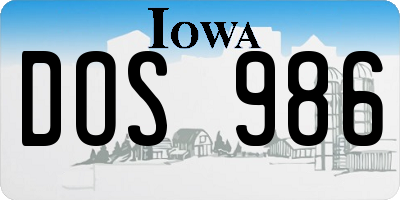 IA license plate DOS986