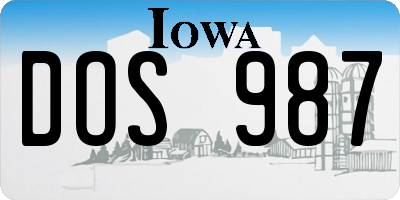 IA license plate DOS987
