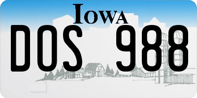 IA license plate DOS988