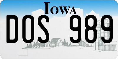 IA license plate DOS989