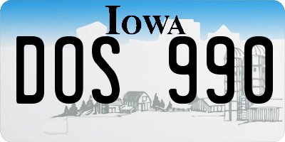 IA license plate DOS990