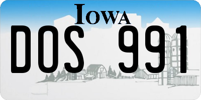 IA license plate DOS991