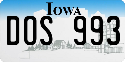 IA license plate DOS993