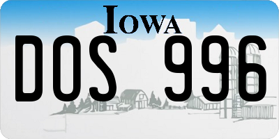 IA license plate DOS996