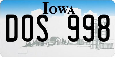 IA license plate DOS998