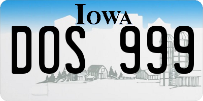 IA license plate DOS999