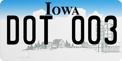 IA license plate DOT003