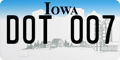 IA license plate DOT007