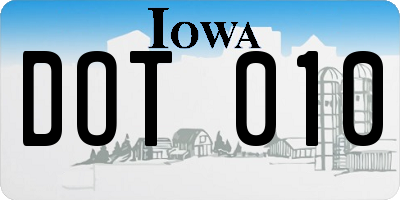 IA license plate DOT010