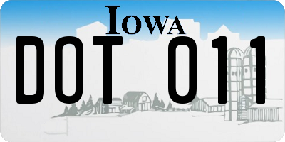 IA license plate DOT011