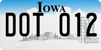 IA license plate DOT012