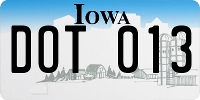 IA license plate DOT013