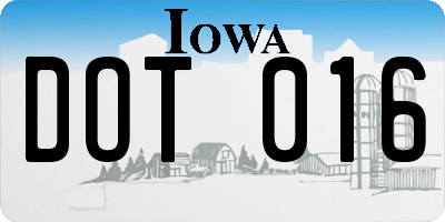 IA license plate DOT016
