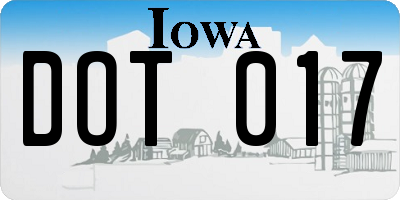 IA license plate DOT017