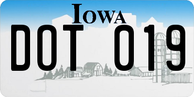 IA license plate DOT019