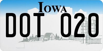 IA license plate DOT020