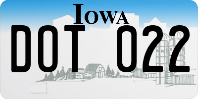 IA license plate DOT022