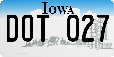 IA license plate DOT027