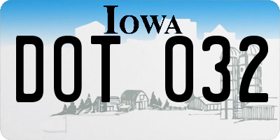 IA license plate DOT032