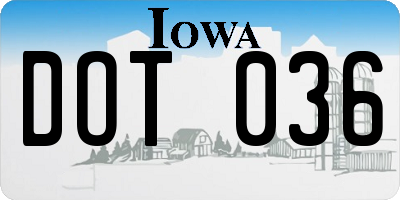 IA license plate DOT036