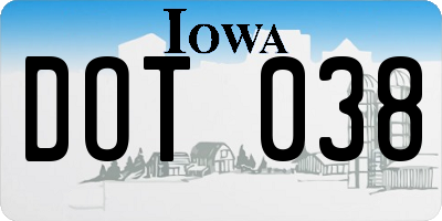 IA license plate DOT038