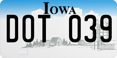 IA license plate DOT039