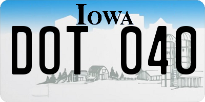 IA license plate DOT040