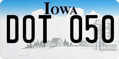 IA license plate DOT050