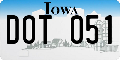 IA license plate DOT051