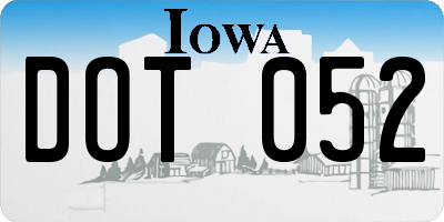 IA license plate DOT052