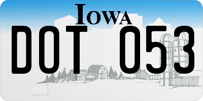 IA license plate DOT053