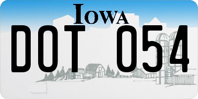 IA license plate DOT054