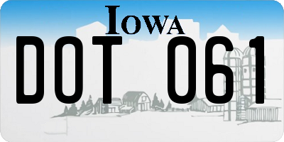 IA license plate DOT061