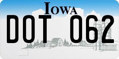 IA license plate DOT062
