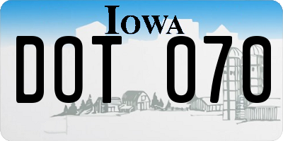 IA license plate DOT070