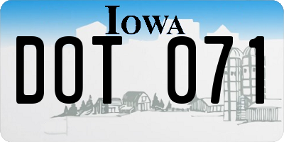 IA license plate DOT071
